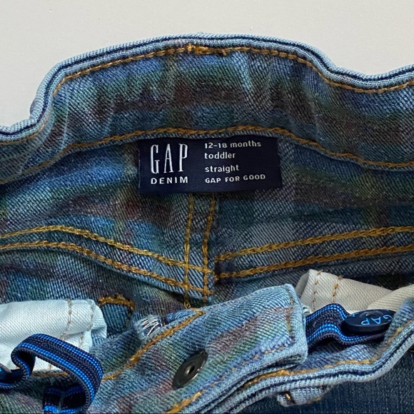 Gap Jeans size 12-18 Months plaid flannel cuffs Denim pants baby boys Gapkids - Picture 9 of 13